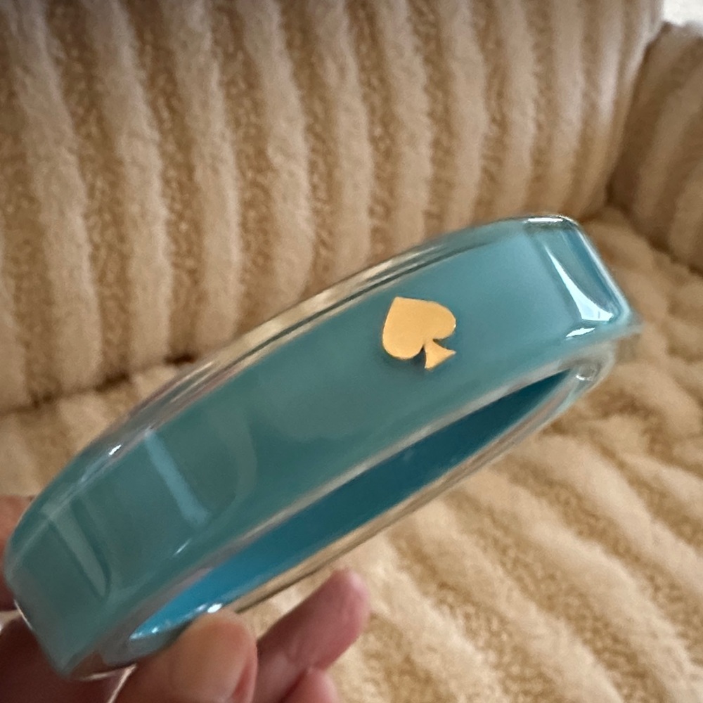 Kate Spade Blue Lucite Bangle with Gold Logo Accent